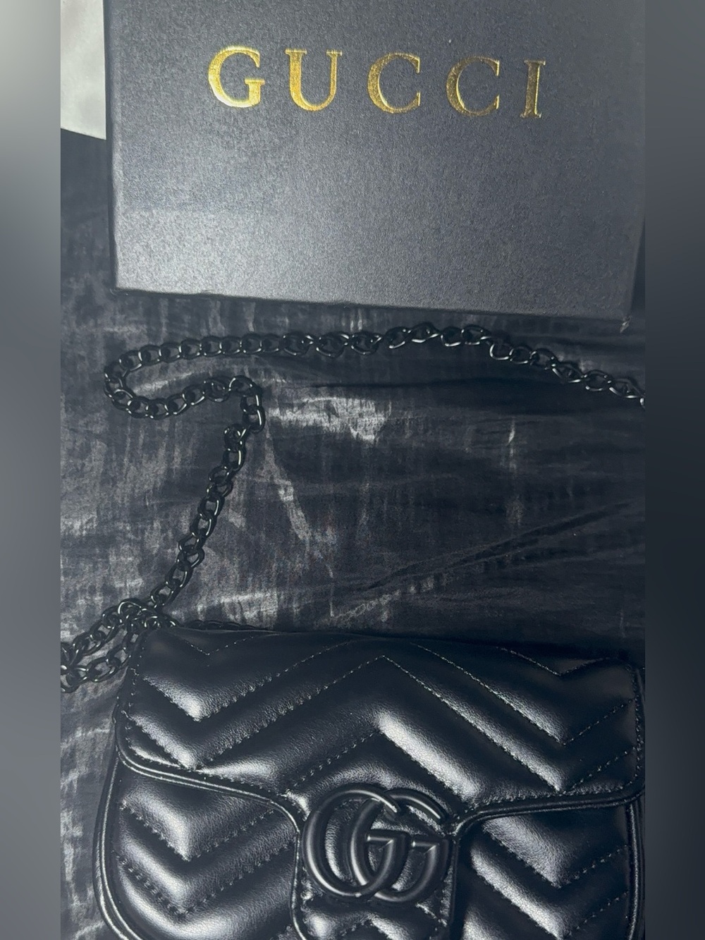 Gucci Black Quilted Leather Crossbody Bag with GG Logo
